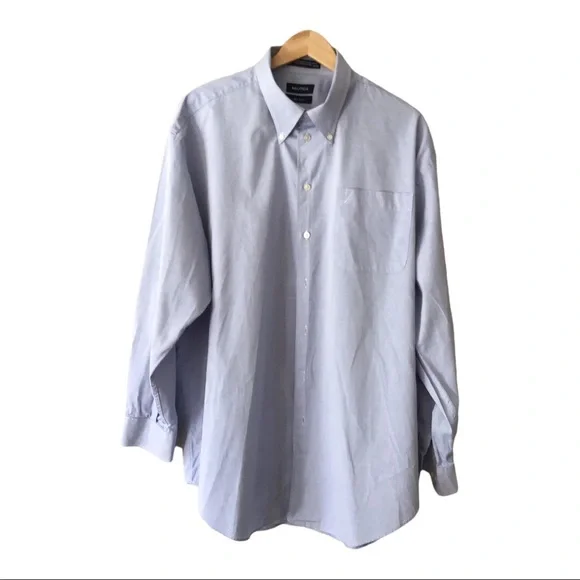 Nautica | Shirts | Nautica Mens 8s 2ply 00 Cotton Dress Shirt Size 18  Sleeve 3435 Blue | Poshmark